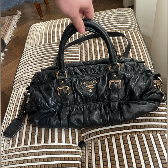 Prada Gaufre Black Nappa Leather Satchel - Picture 1 of 12
